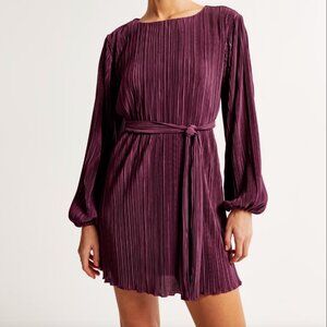 Abercrombie & Fitch Satin Plisse Easy Mini Dress XS TALL
